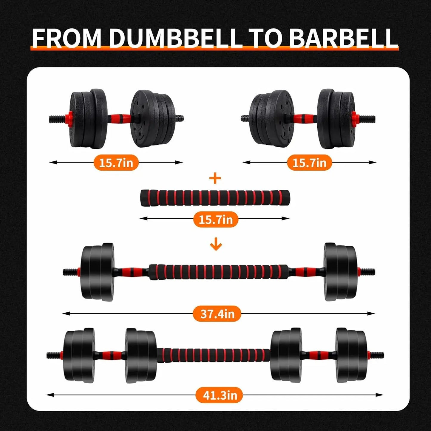 Unisex Adjustable Dumbbell Set (22/44Lbs Total), Compact 3-In-1 Ergonomic Modes, Heavy-Duty Cast Weight Plates, Strength Training Barbell Kit, Body Recomp Home Gym Fitness Equipment, Gym Stuff
