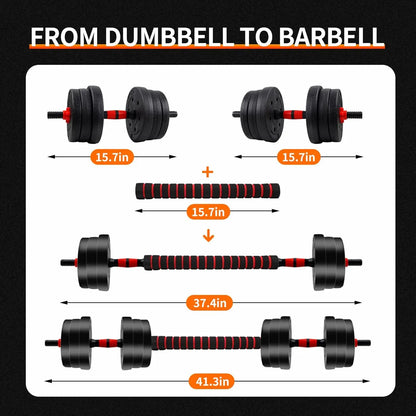 Unisex Adjustable Dumbbell Set (22/44Lbs Total), Compact 3-In-1 Ergonomic Modes, Heavy-Duty Cast Weight Plates, Strength Training Barbell Kit, Body Recomp Home Gym Fitness Equipment, Gym Stuff