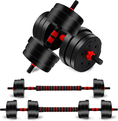 Unisex Adjustable Dumbbell Set (22/44Lbs Total), Compact 3-In-1 Ergonomic Modes, Heavy-Duty Cast Weight Plates, Strength Training Barbell Kit, Body Recomp Home Gym Fitness Equipment, Gym Stuff