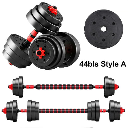 Unisex Adjustable Dumbbell Set (22/44Lbs Total), Compact 3-In-1 Ergonomic Modes, Heavy-Duty Cast Weight Plates, Strength Training Barbell Kit, Body Recomp Home Gym Fitness Equipment, Gym Stuff