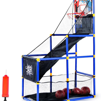 2025 Toys for Kids Arcade Basketball Game Set with 4 Inflatable Balls & Hoop Outdoor Sport Play Easy Set up Air Pump for Kids Boys Adjustable Basketball Hoop &LED Basketball Backboard