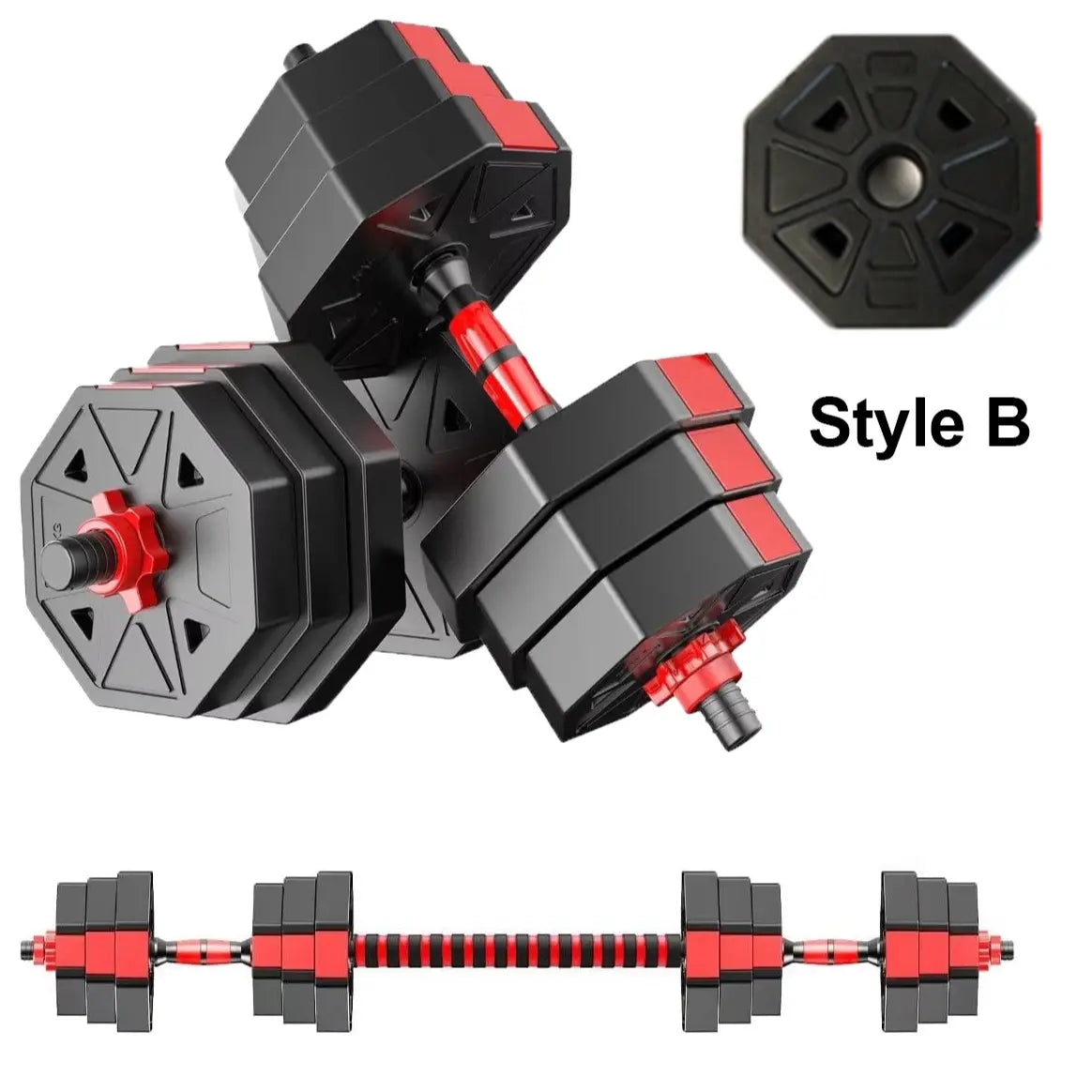 Unisex Adjustable Dumbbell Set (22/44Lbs Total), Compact 3-In-1 Ergonomic Modes, Heavy-Duty Cast Weight Plates, Strength Training Barbell Kit, Body Recomp Home Gym Fitness Equipment, Gym Stuff
