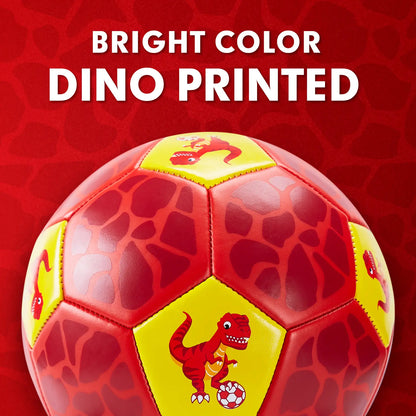 Hahaland Dinosaur Soccer Balls - 11 Oz, 32 Panels, Faux Leather, Soft Bounce Outdoor Backyard Toys for Kids Ages 3-8 - Sports Equipment for Birthday Gifts