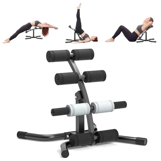 RELIFE Mini Inversion Table shown with 3 stretch positions and the assembled unit