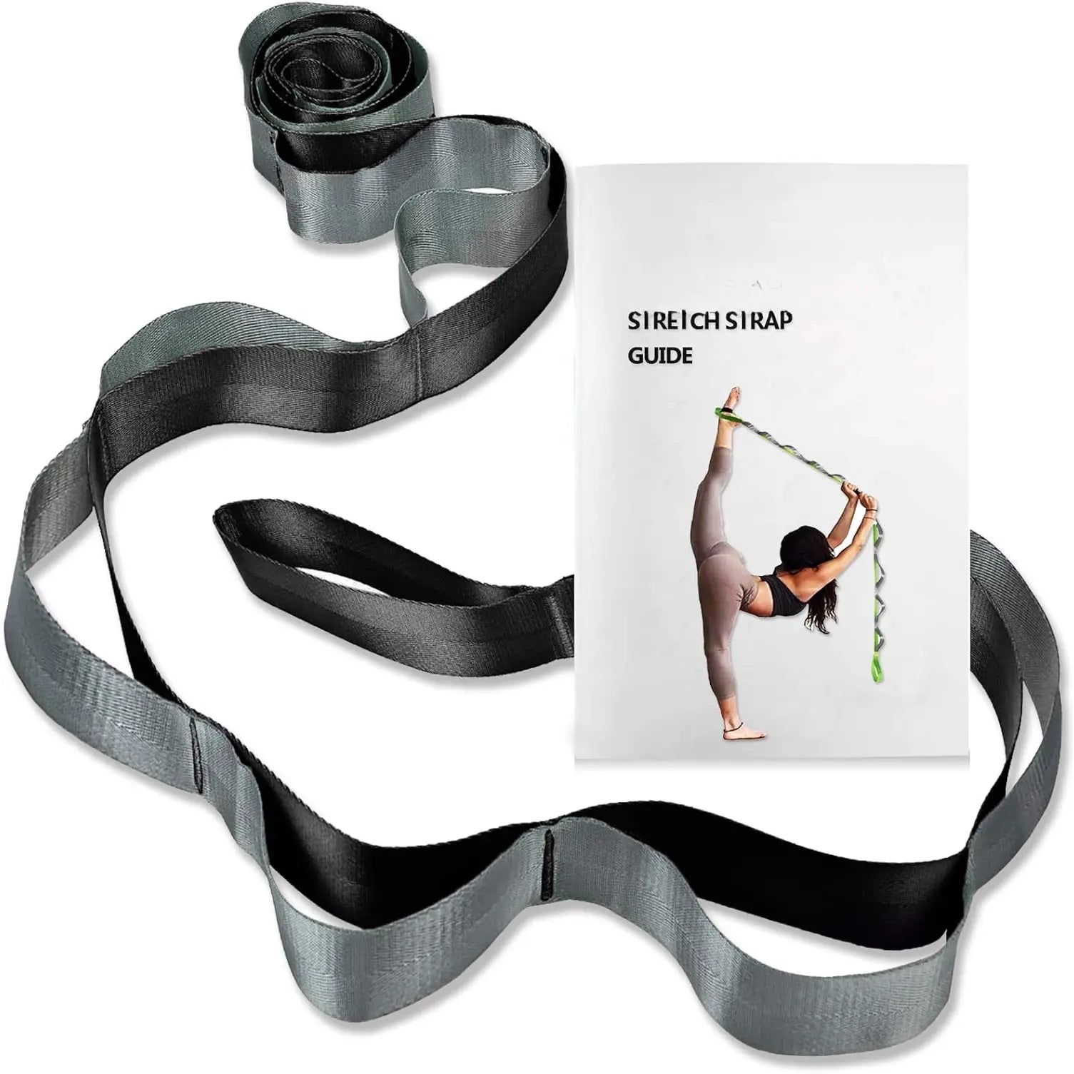 Yoga Straps Stretching Strap with 12 Loops Workout Poster, Straps for Stretching Physical Equipment Long Stretch Out Bands for Exercise, Pilates and Gymnastics for Women Men