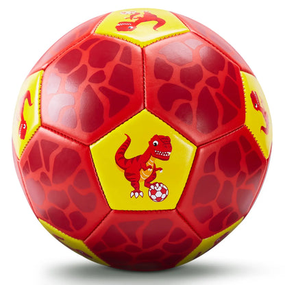 Hahaland Dinosaur Soccer Balls - 11 Oz, 32 Panels, Faux Leather, Soft Bounce Outdoor Backyard Toys for Kids Ages 3-8 - Sports Equipment for Birthday Gifts
