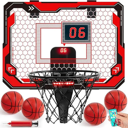 2025 Toys for Kids Arcade Basketball Game Set with 4 Inflatable Balls & Hoop Outdoor Sport Play Easy Set up Air Pump for Kids Boys Adjustable Basketball Hoop &LED Basketball Backboard