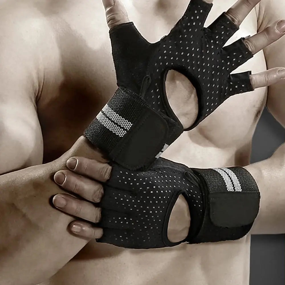 Gym Gloves with Wrist Protection, Non-Slip Weightlifting Gloves, Essential Fitness Equipment for Men & Women, Fitness Accessories, Crossfit Training Gear, Workout Accessories, Fitness Exercise Accessories