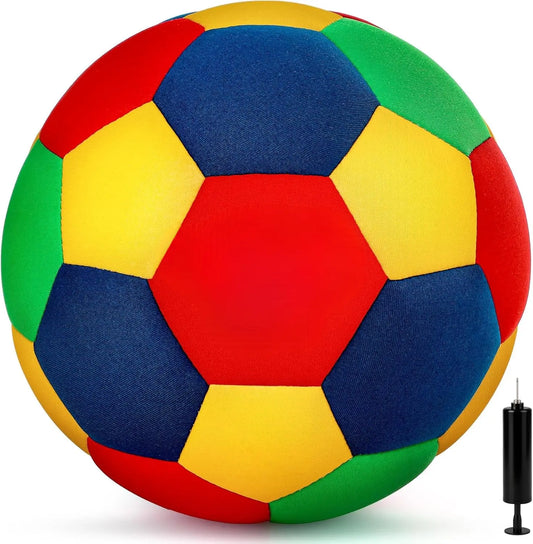 Soft Foam Indoor Soccer Ball shown with the included air pump