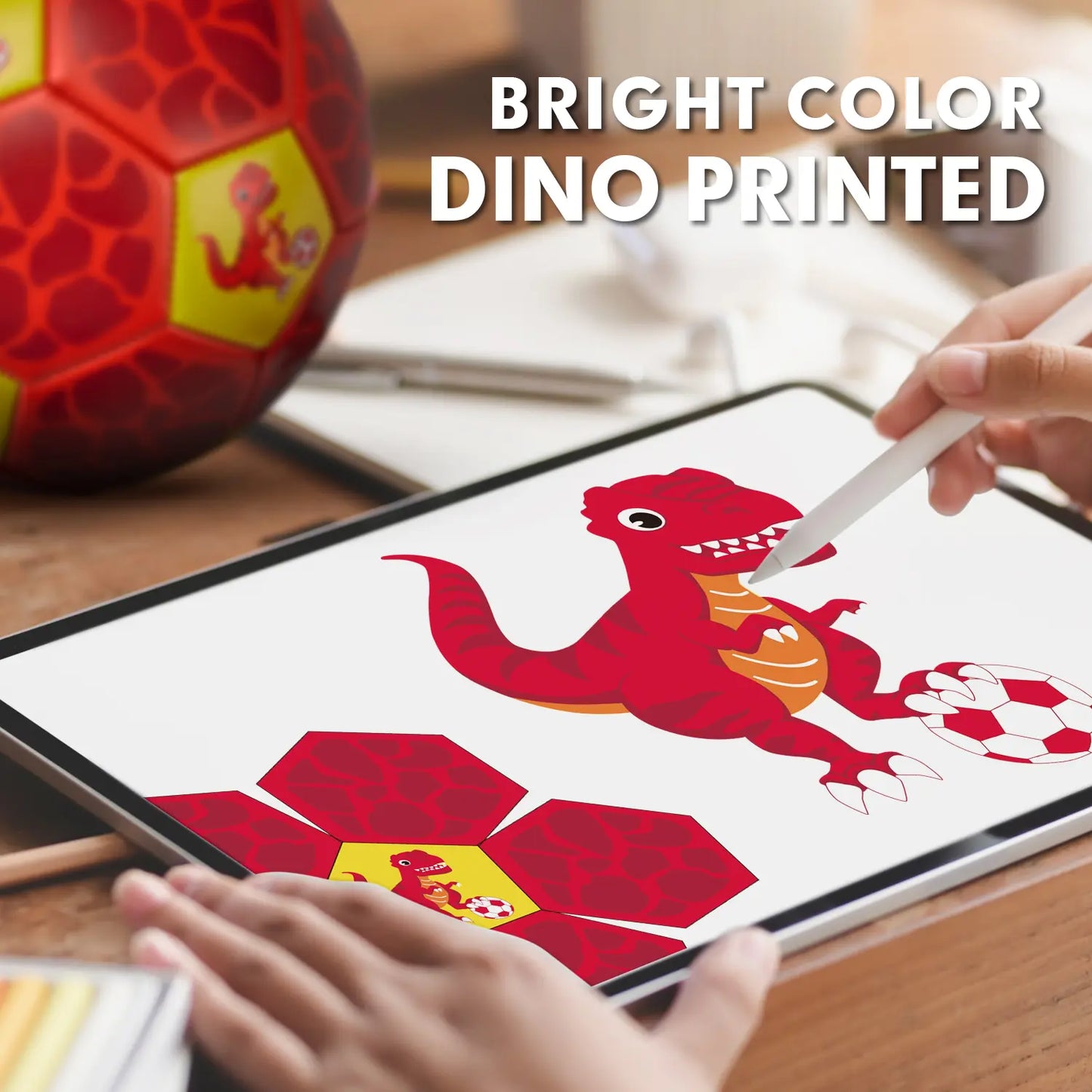 Hahaland Dinosaur Soccer Balls - 11 Oz, 32 Panels, Faux Leather, Soft Bounce Outdoor Backyard Toys for Kids Ages 3-8 - Sports Equipment for Birthday Gifts